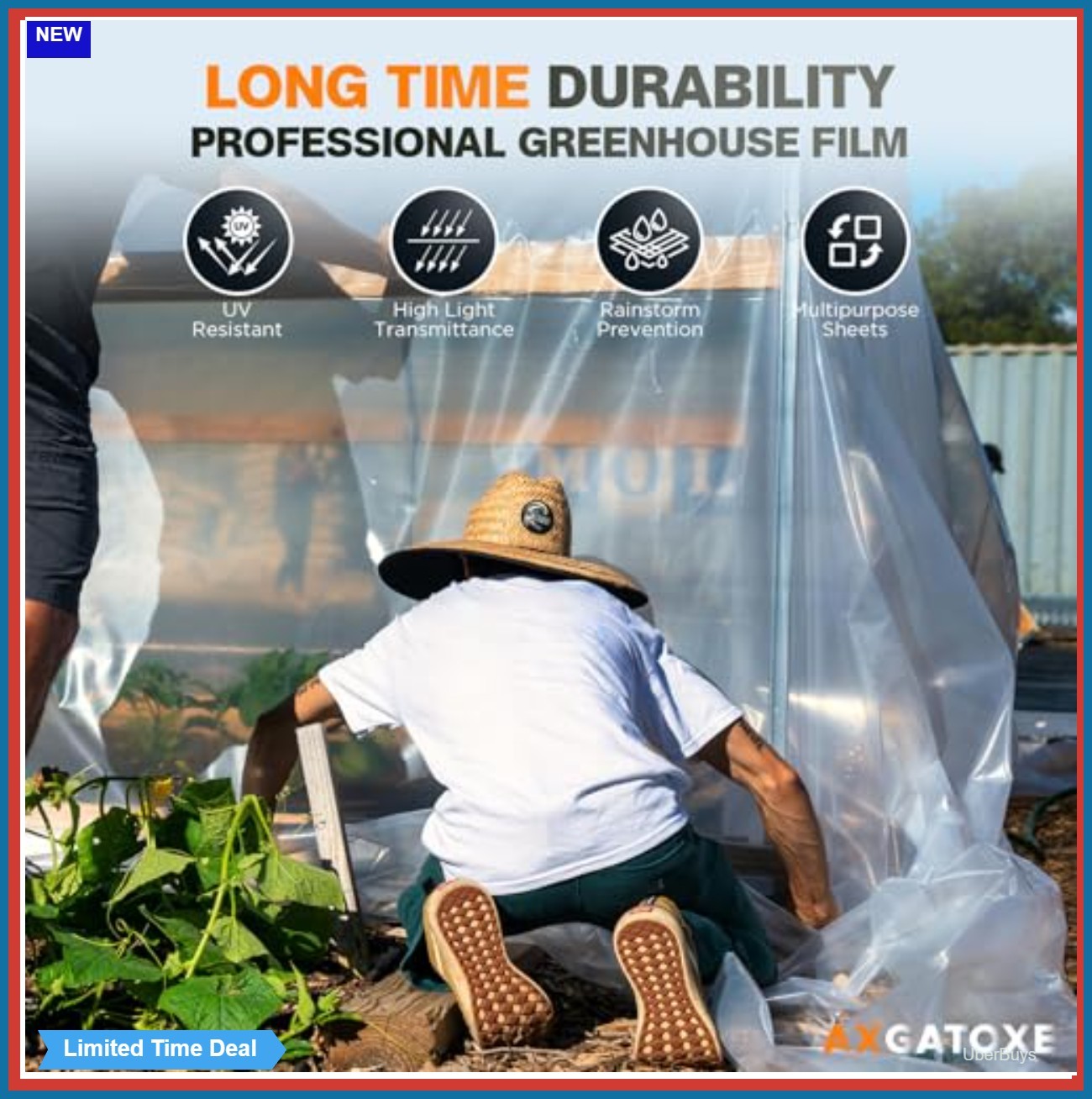 6 Mil 12×25 ft Heavy Duty Plastic Sheeting UV Resistant Tear Proof Greenhouse