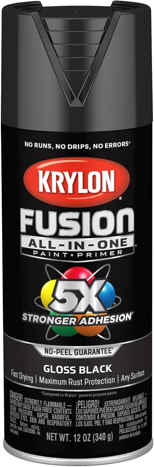 Rust-Resistant Gloss Black Spray Paint – Fast Drying, 25 sq.ft. Coverage