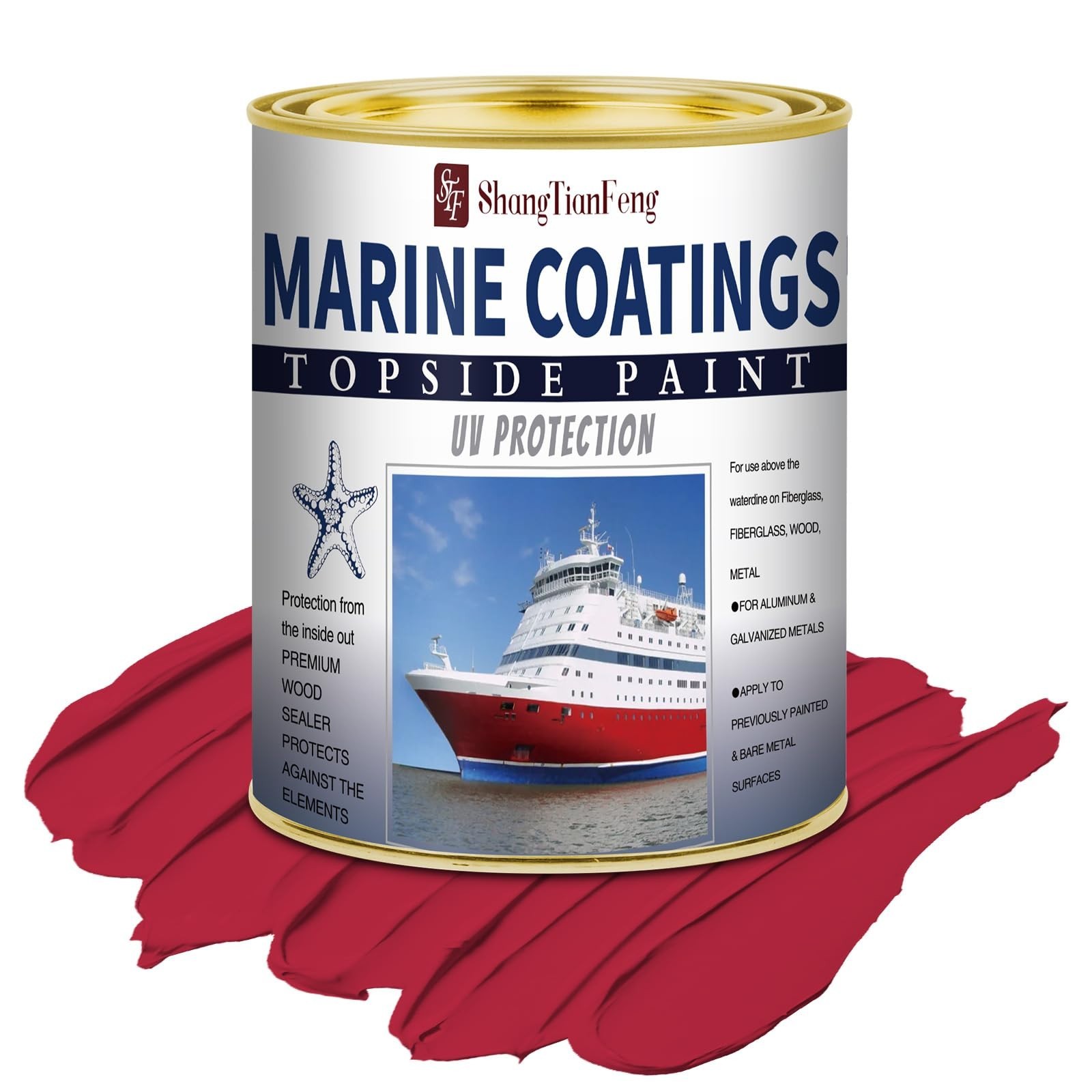 Marine Boat Paint 32oz Brilliant Bright Red – Deck & Aluminum Boat Bottom Paint