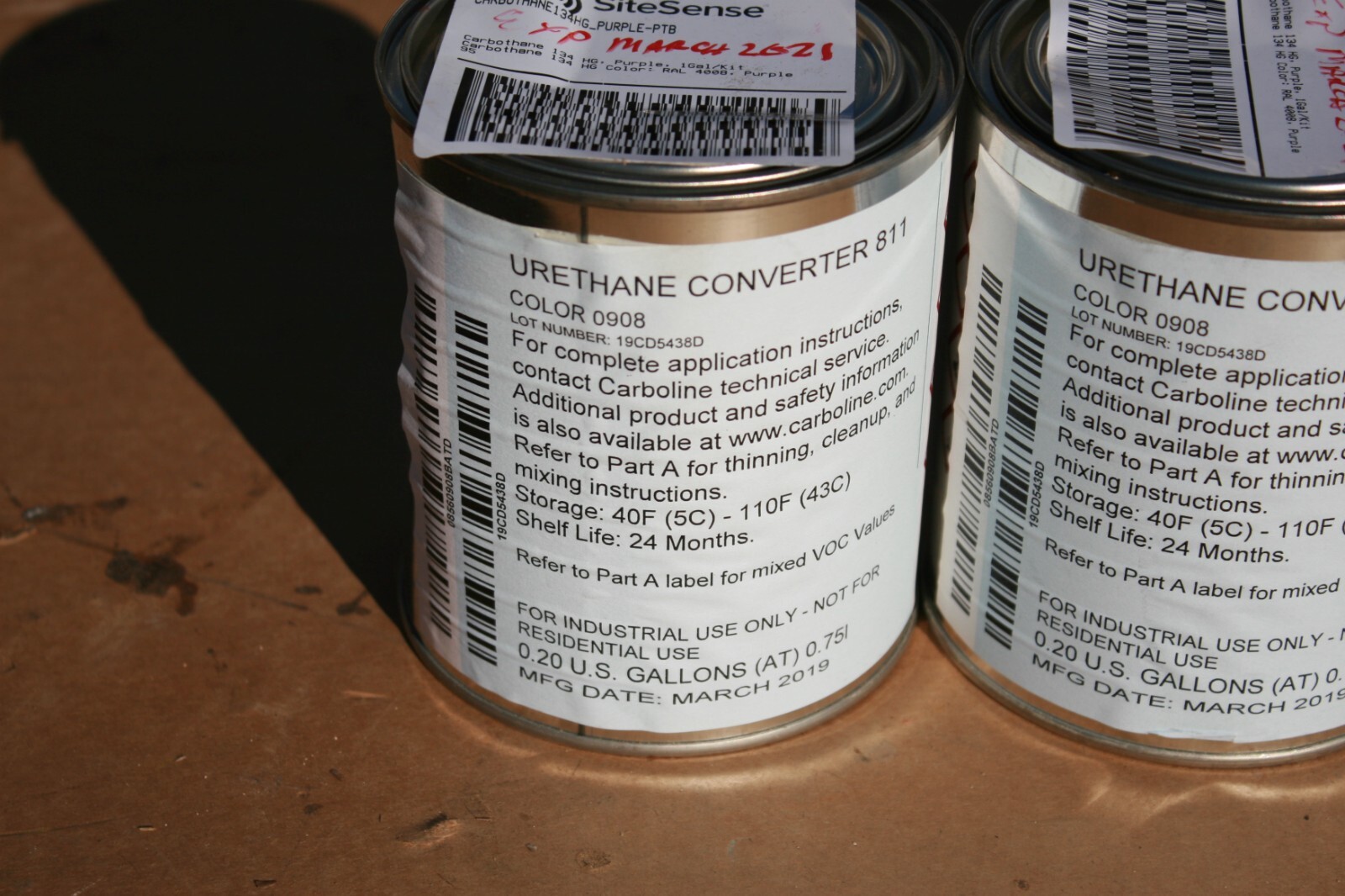 Lot of 4 0.20GL Carboline Carbothane 134 HG/Urethane Converter 811 – Purple