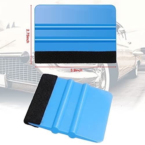 Frienda 12 Pieces Plastic Felt Edge Squeegee Tool Vinyl 4 Inch Blue