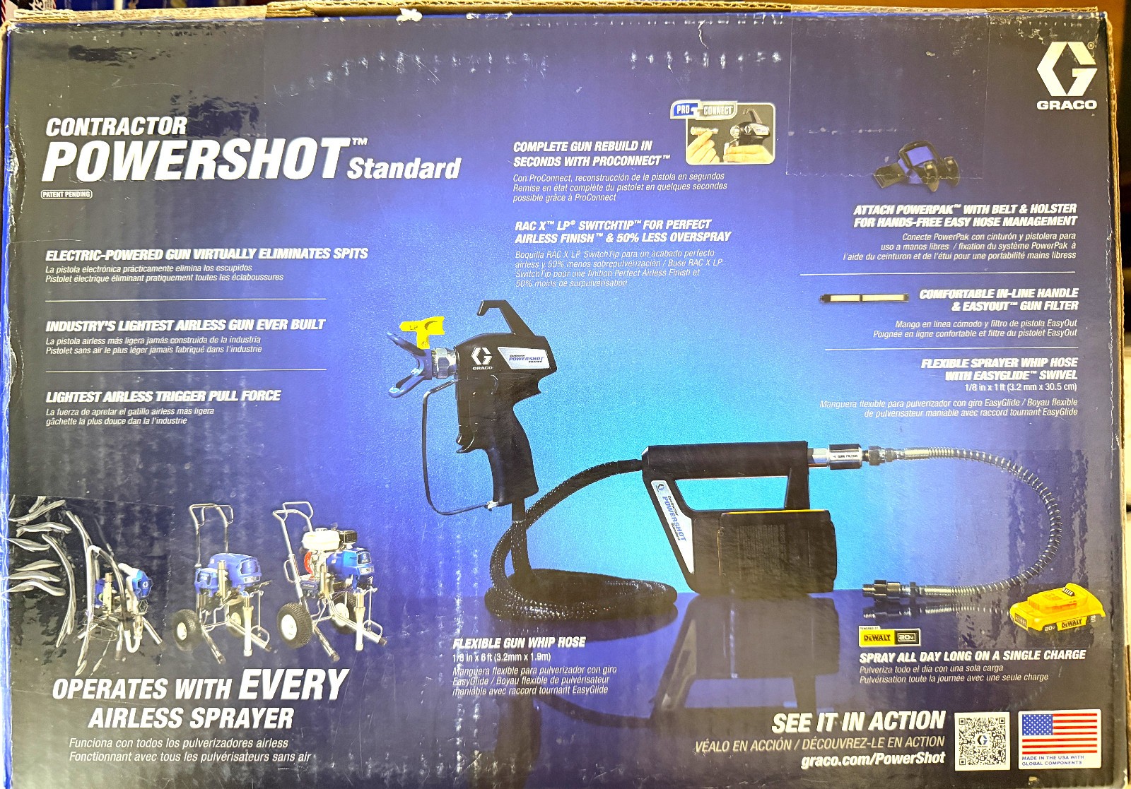 GRACO 18H300 Contractor PowerShot Standard 2-20v Batteries & Charger USA (NEW)