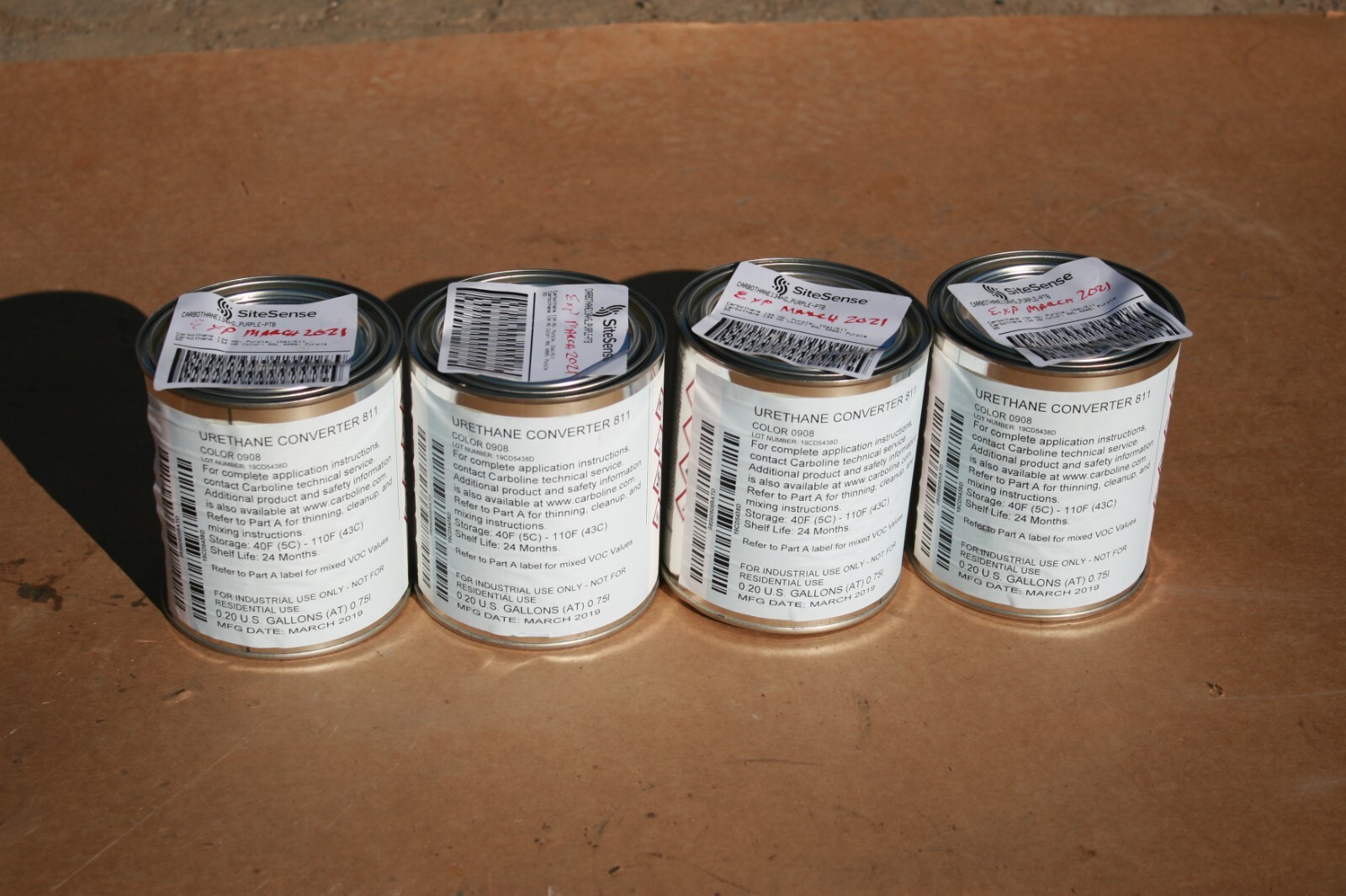 Lot of 4 0.20GL Carboline Carbothane 134 HG/Urethane Converter 811 – Purple