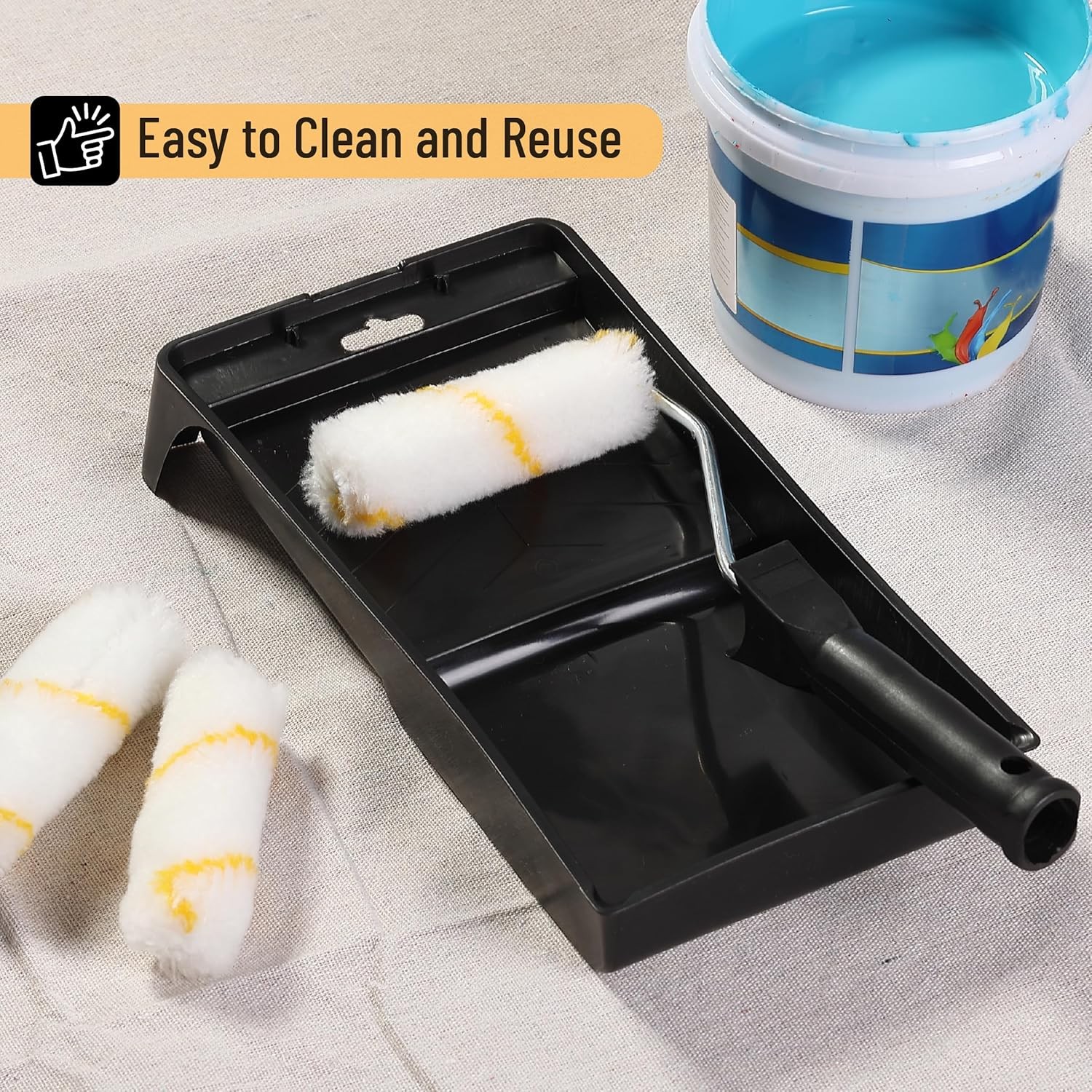 Bates- 4 Inch Paint Roller Kit, 11 pcs, Small 1x Black