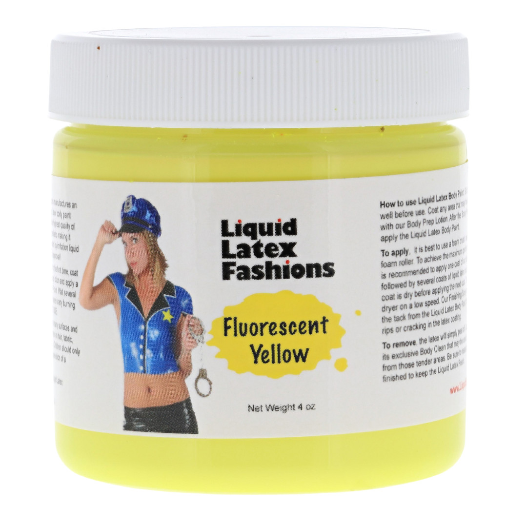 Fluorescent Yellow Liquid Latex Body Paint – 4 oz GLOWS UNDER BLACK LIGHT!