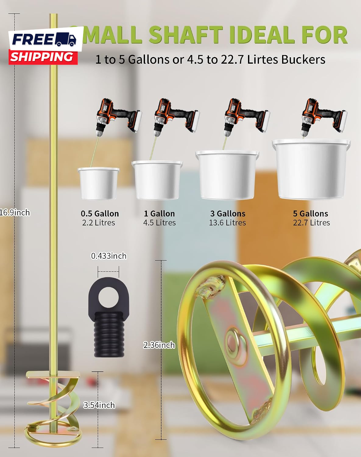 Paint Mixer for Drill Paint Stirring Drill Attachment for 1-5 Gallon Bucket