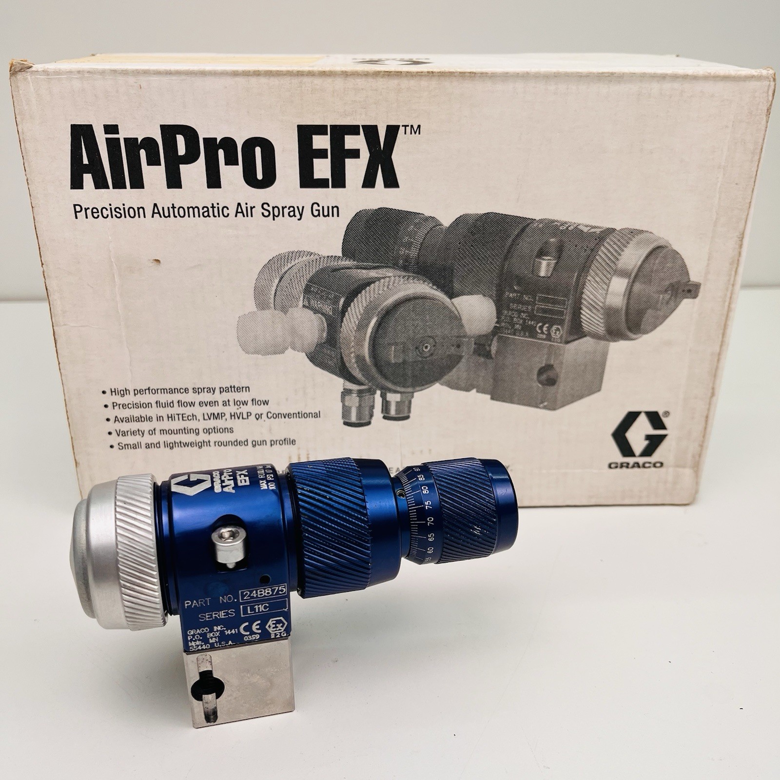 Graco 24B875 AirPro EFX Automatic Spray Gun Air Brush, 0.028″ Nozzle, SST Tip