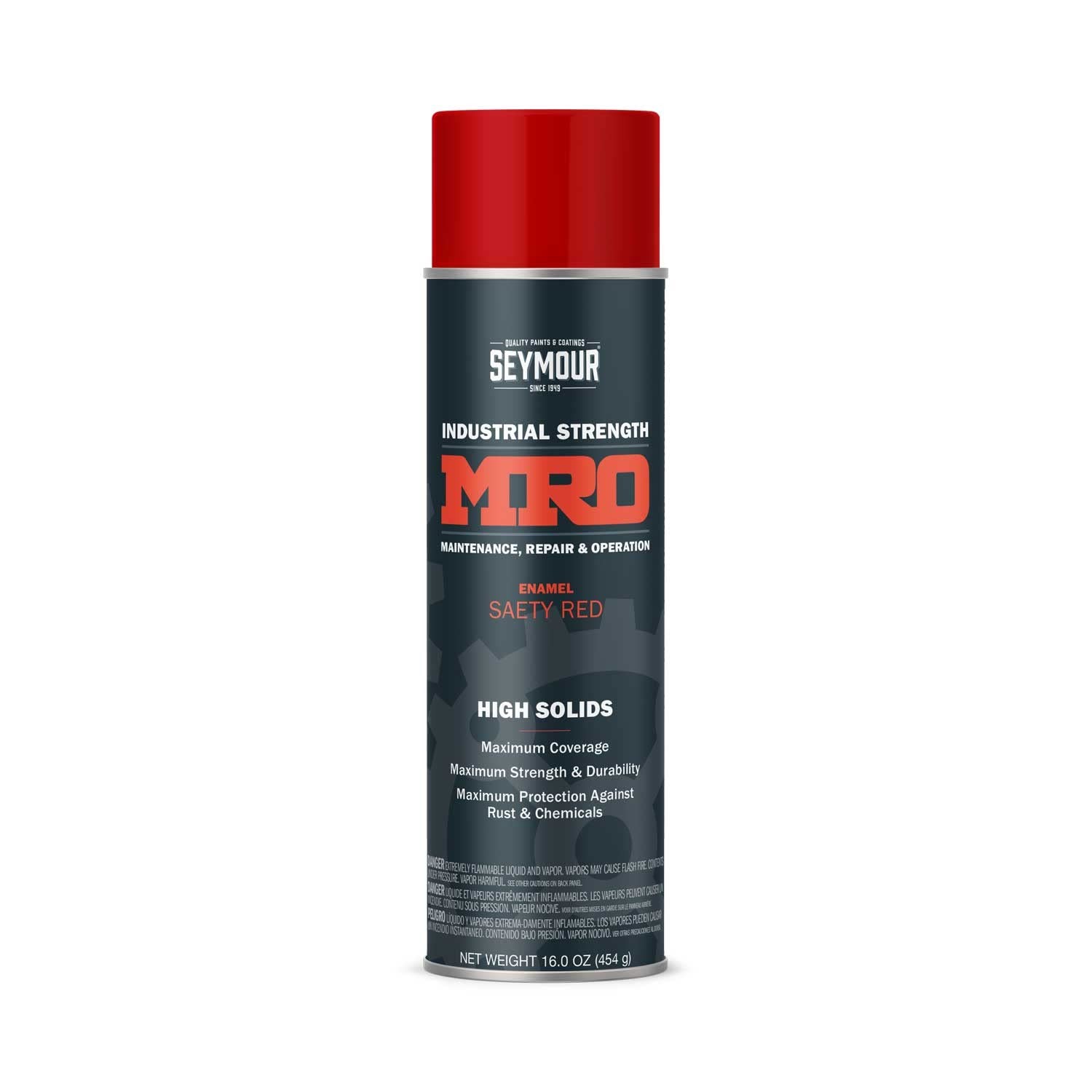SEYMOUR 620-1423 Industrial MRO High Solids Spray Paint, Safety Red, 16 Ounce