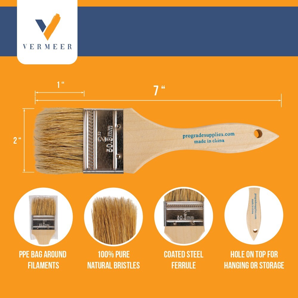 24Pk – 2″ Chip Brushes for Paints, Stains, Varnishes, Glues & Gesso