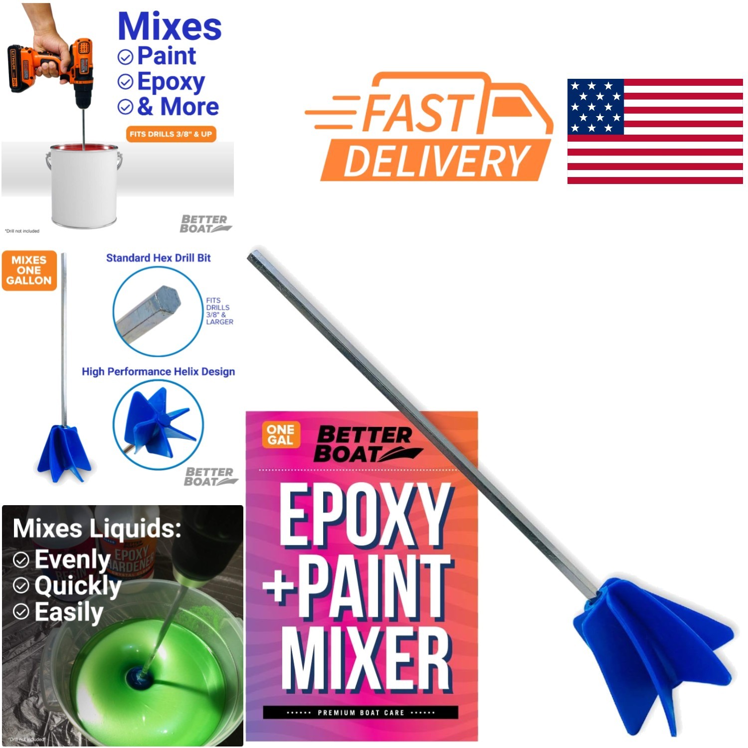 Universal Paint Mixer Attachment Fits 3/8 Inch and Larger Electric Tools