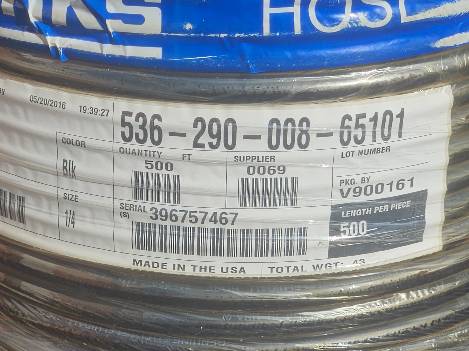 500′ BINKS , CONTITECH LOW PRESSURE PAINT LINE HOSE ASSY. 1/4″ ID #71-280