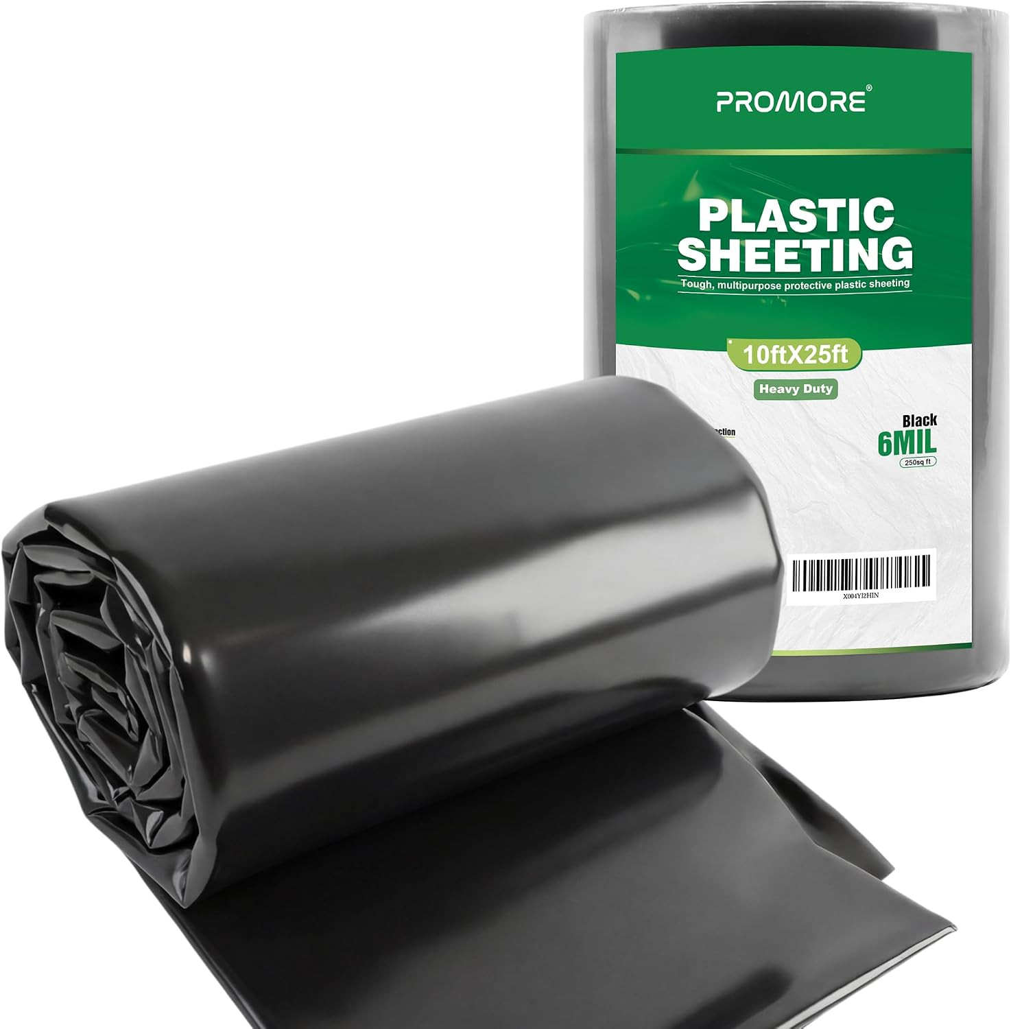 Black Plastic Sheeting 6 Mil 10 X 25 FT, Heavy Duty Polyethylene Sheeting, Water