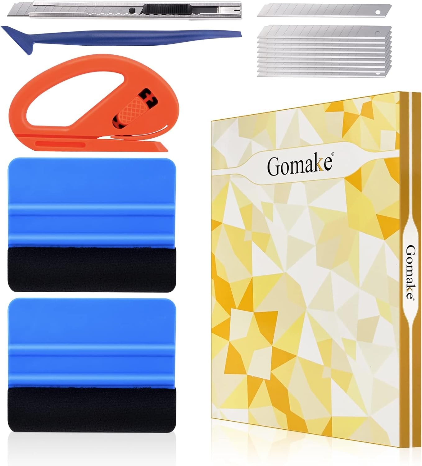 Gomake Vehicle Vinyl Wrap Tool Kit Window Tinting Include 4 Mix Color