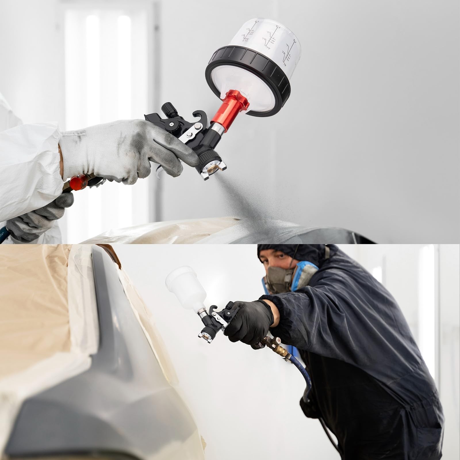 Bentohkle Mini Hvlp Air Spray Gun 0.8/1.0 Mm Nozzles And 5Pcs 200Ml Disposable