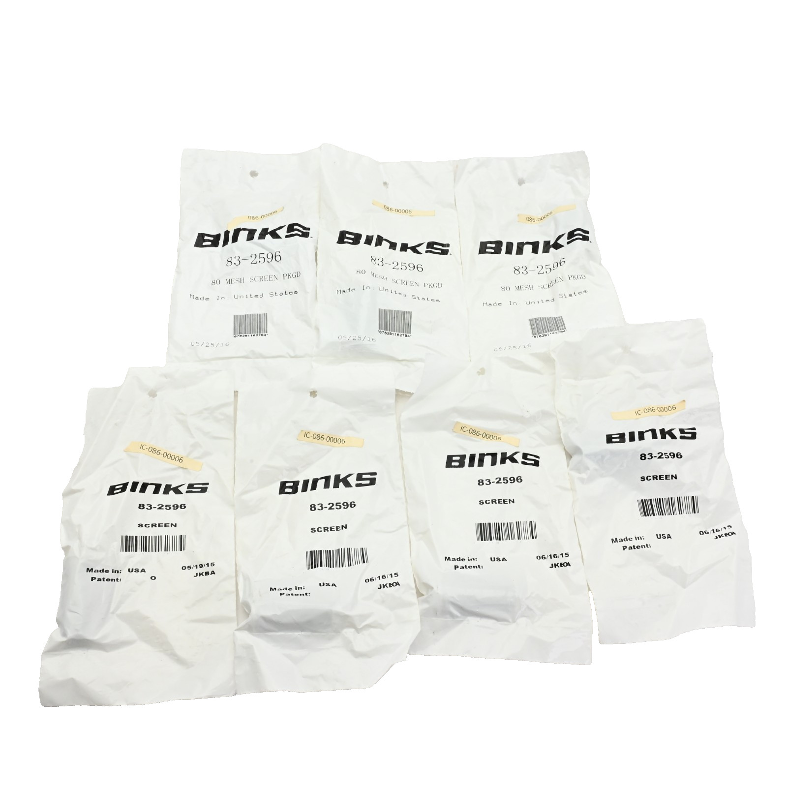 Lot of 7x BINKS 83-2596 Filter Element 80 mesh Screen Packaged