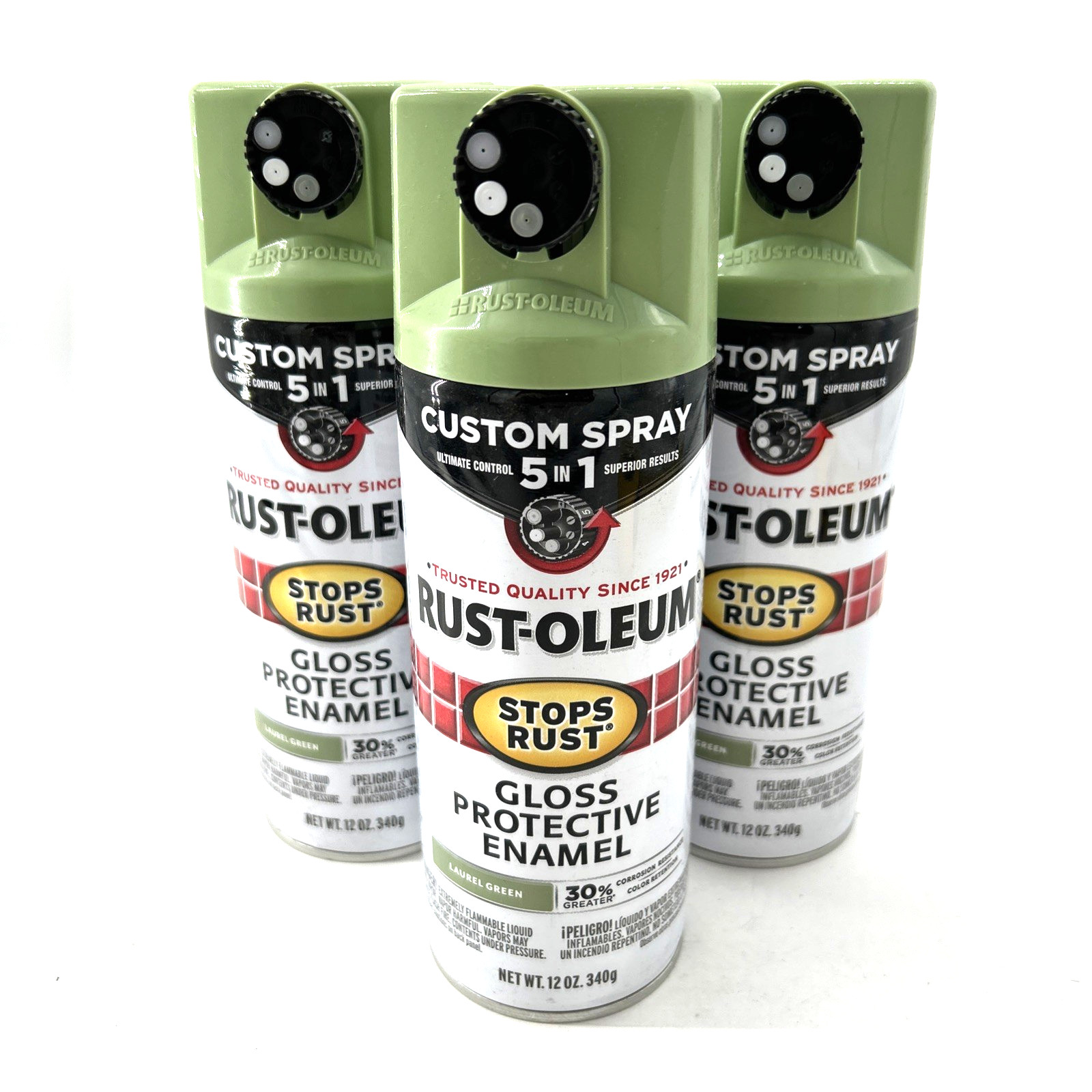 Rust-Oleum 1037129 12 oz Gloss Laurel Green Enamel Spray Paint Lot of 3
