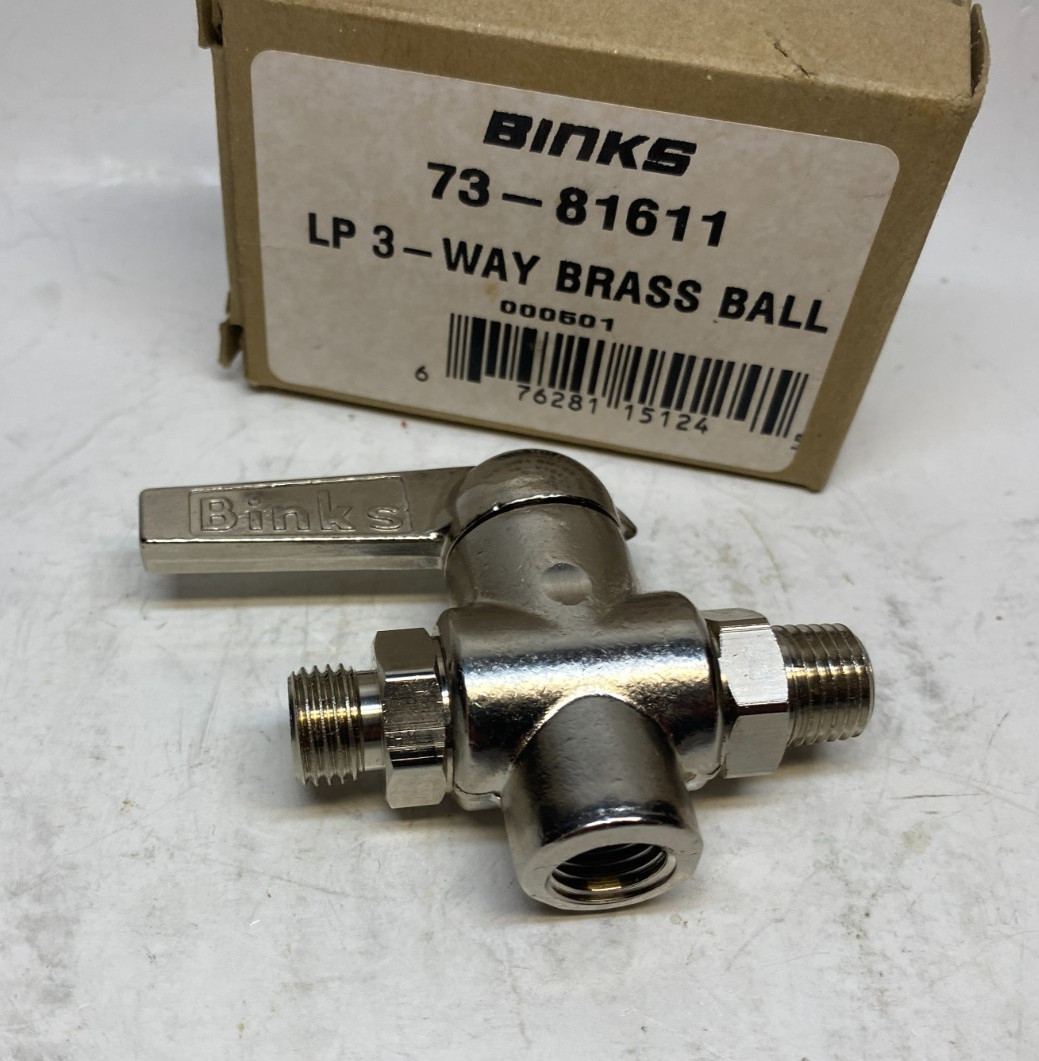 BINKS 73-81611 Low Pressure 3-Way Brass Ball Valve – Prepaid Shipping