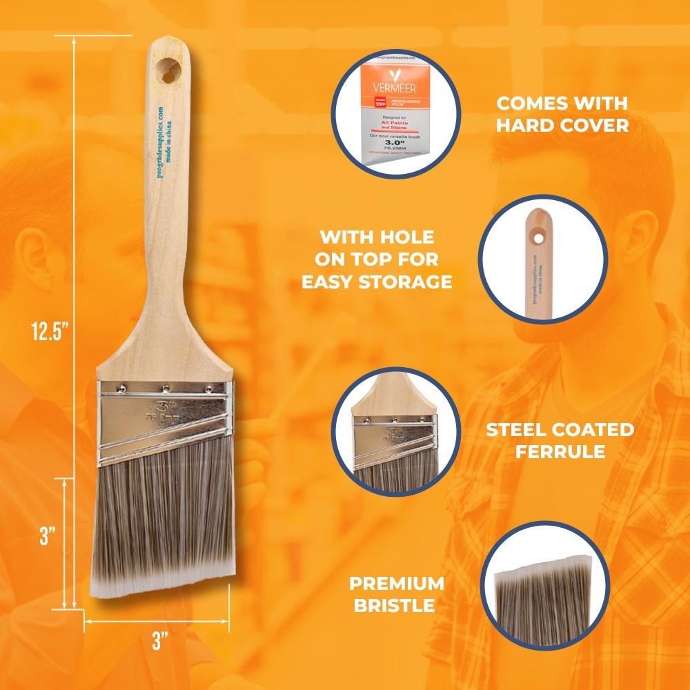 5 Pack Angle Brushes in Assorted Sizes for All Latex and Oil Paints & Stains