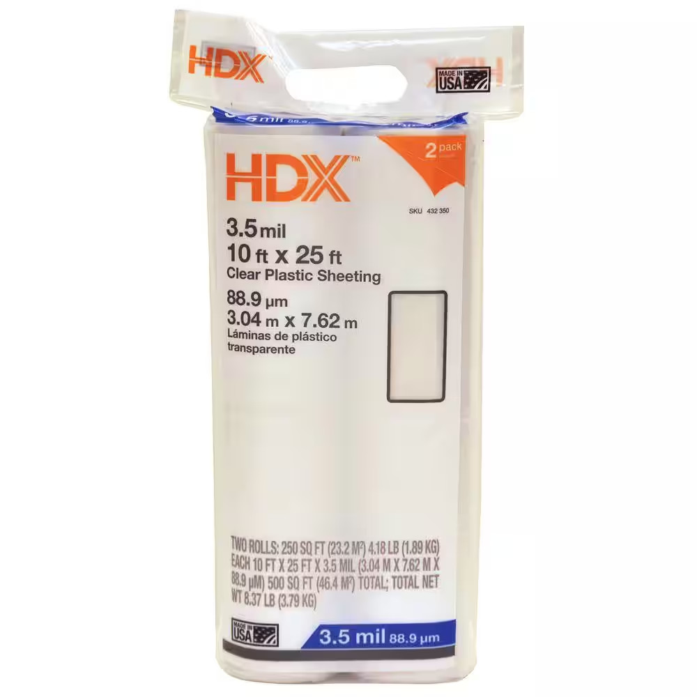 10 Ft. X 25 Ft. Clear 3.5 Mil Plastic Sheeting (2-Pack)