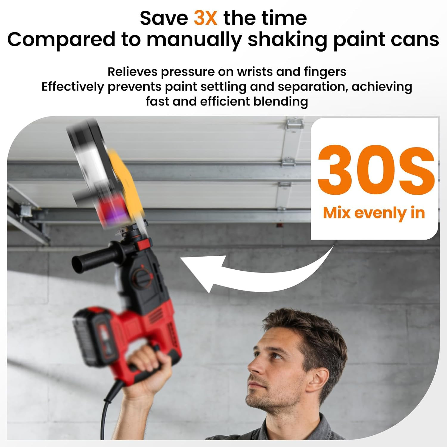 Universal Paint Can Shaker with One-Click Adjustment for 2″ to 4″ Cans