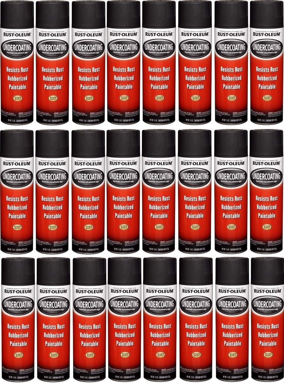 Rustoleum 15 oz Black Rubberized Undercoating Spray Paint 248657 – 24 Cans