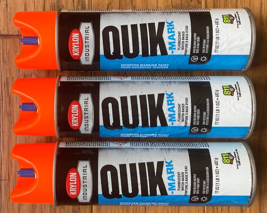 Qty 3 Krylon Industrial A03700004 Fluorescent Orange Inverted Marking Paint 17oz