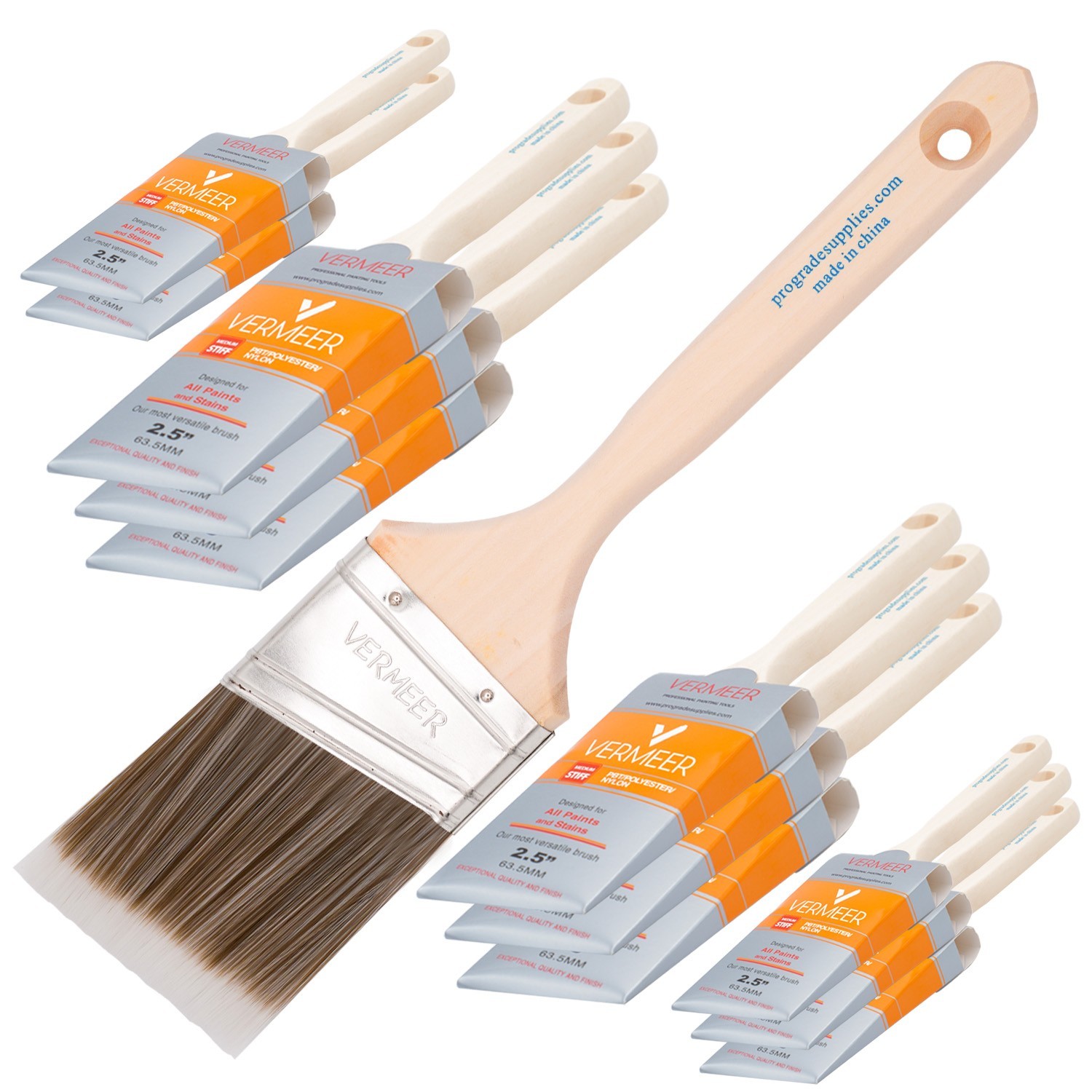 12-Pack – 2.5″ Angle Brushes for All Latex and Oil Paints & Stains