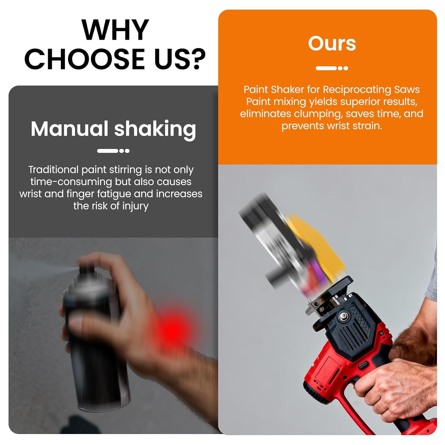 Universal Paint Can Shaker with One-Click Adjustment for 2″ to 4″ Cans