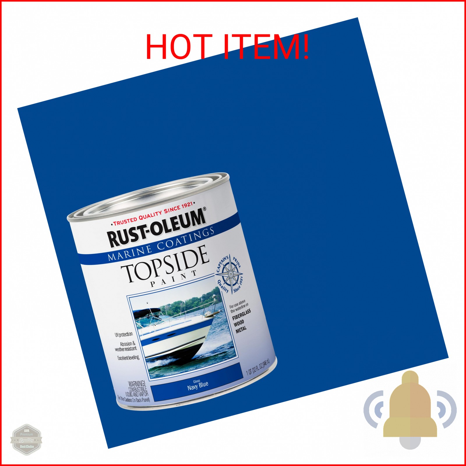 Rust-Oleum 396958 Marine Coatings Topside Paint, Quart, Gloss Navy Blue