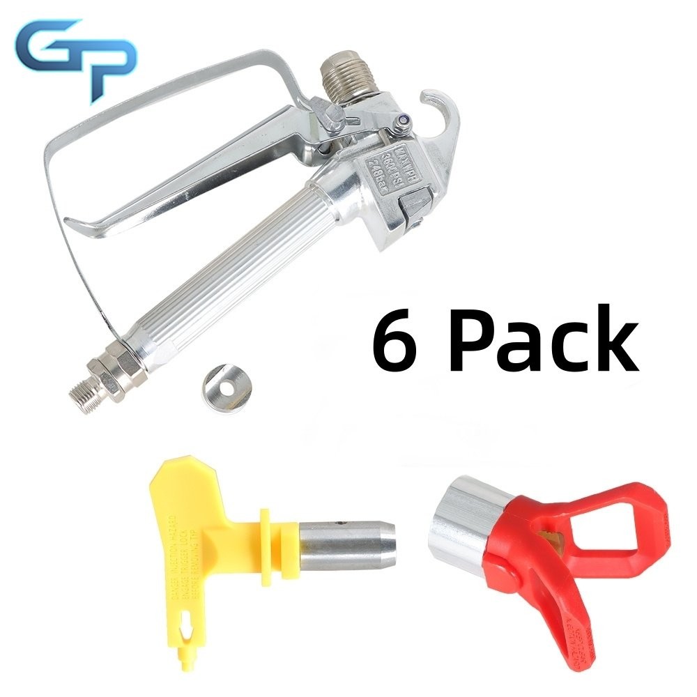 6 Pack Airless Paint Spray Gun 3600PSI With 517 Tip & Tip Guard For Sprayers