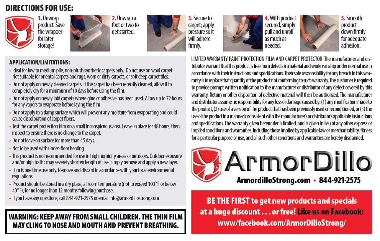 Armordillo Premium Super Thick Heavy-Duty Carpet Film 24 X200