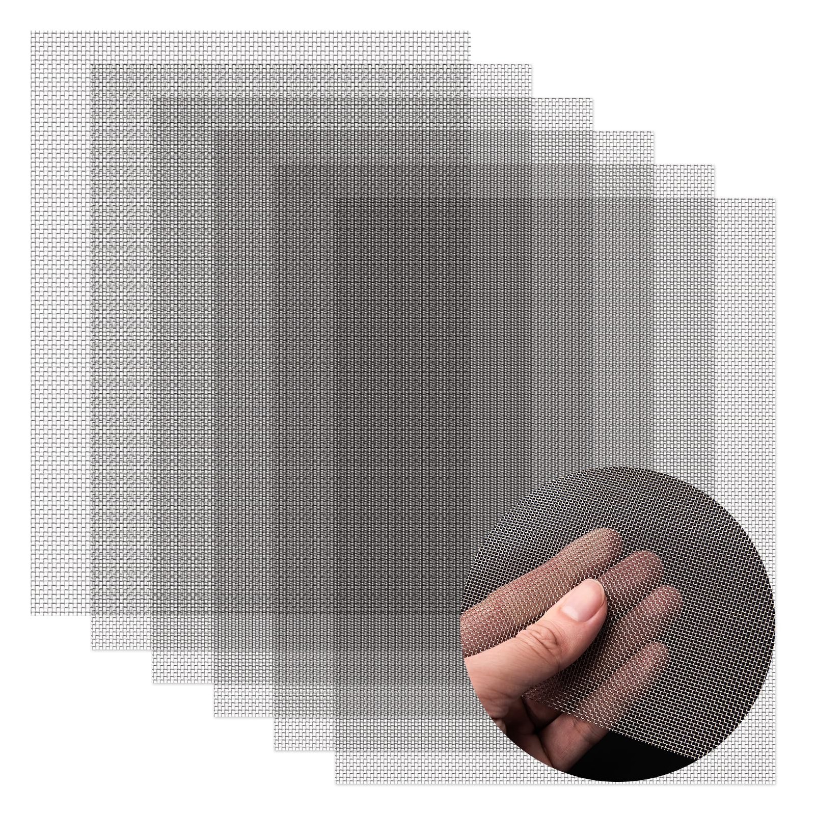 AMZDEPOT 6 Pack 12×8 Inch Stainless Steel Wire Mesh Screen for 8″x12″, black