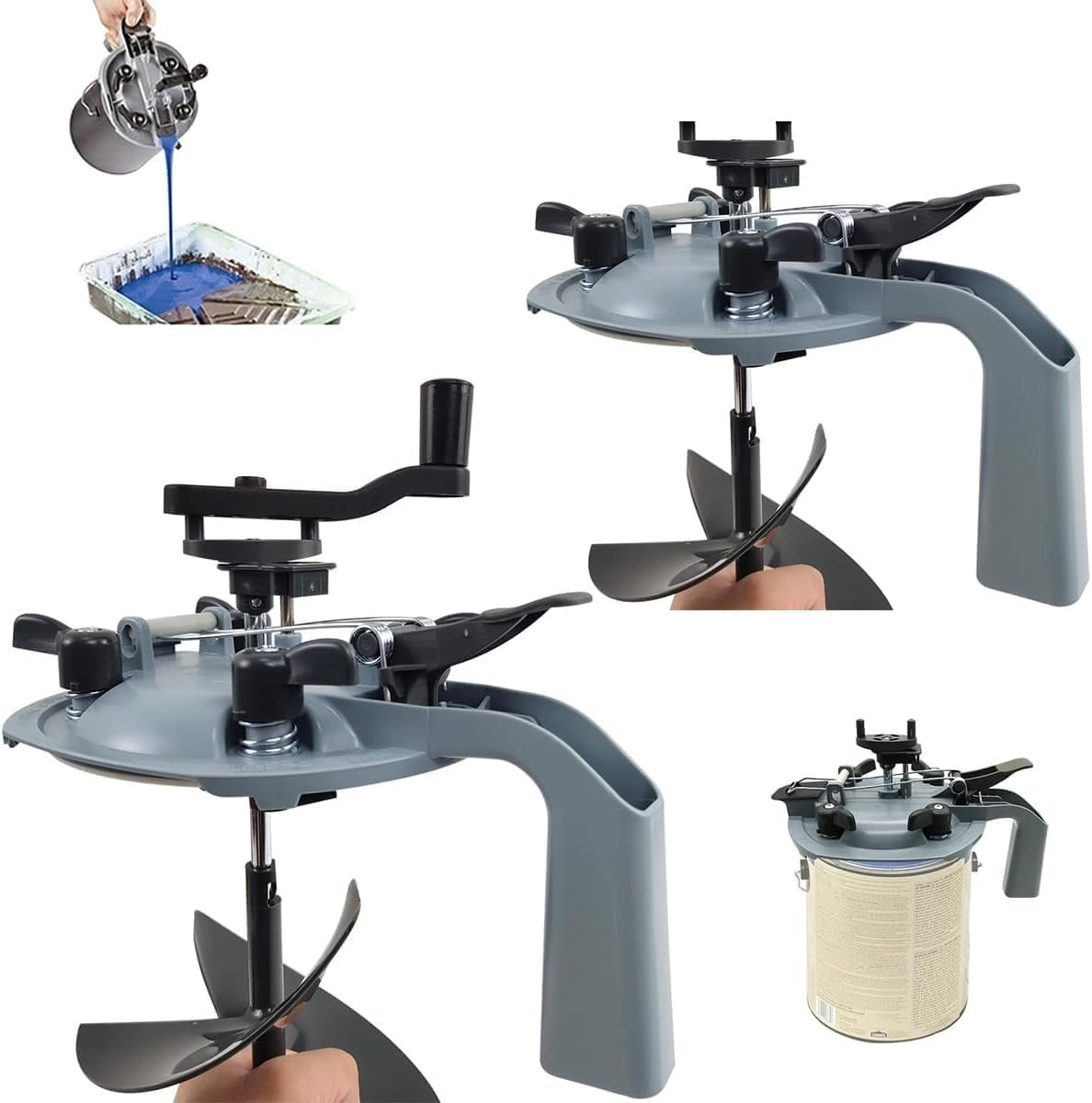 Universal Paint Mixer Kit with 2 Mixing Lids – Leak-Proof & Compact Design