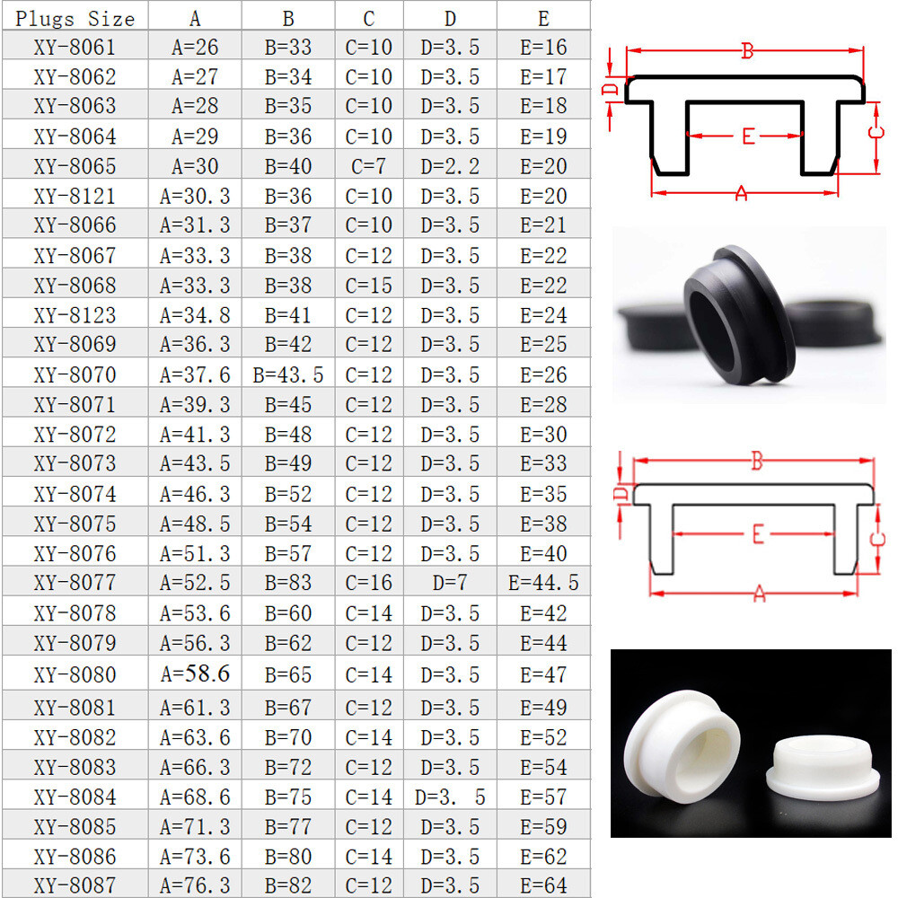 7 Colours Silicone Plugs Blanking End Cap Pipe Tube Insert Bung 13mm-48.5mm 5pcs