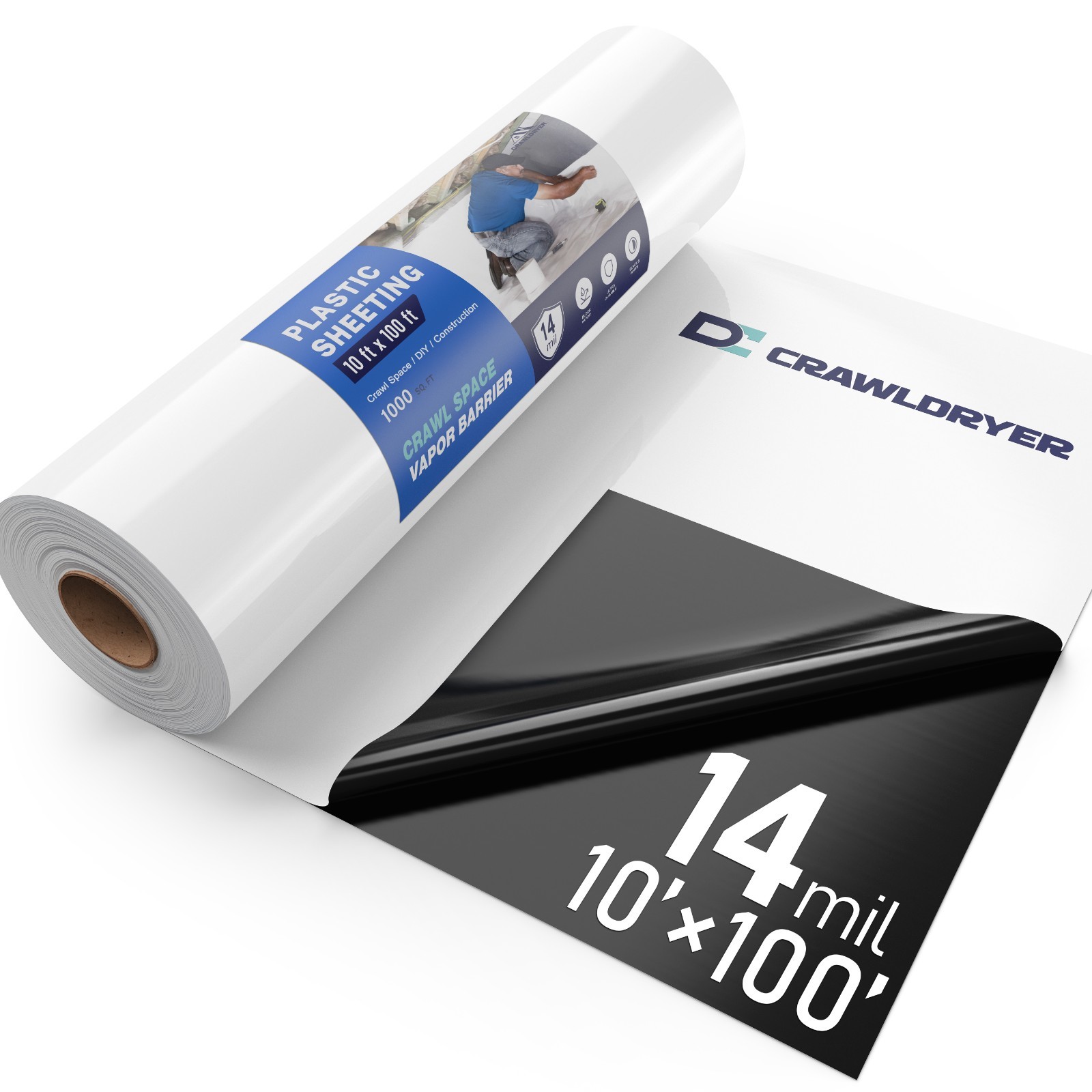 1000 SQFT 10×100 White Crawlspace Flooring Underlayment Vapor Barrier iNSULATION