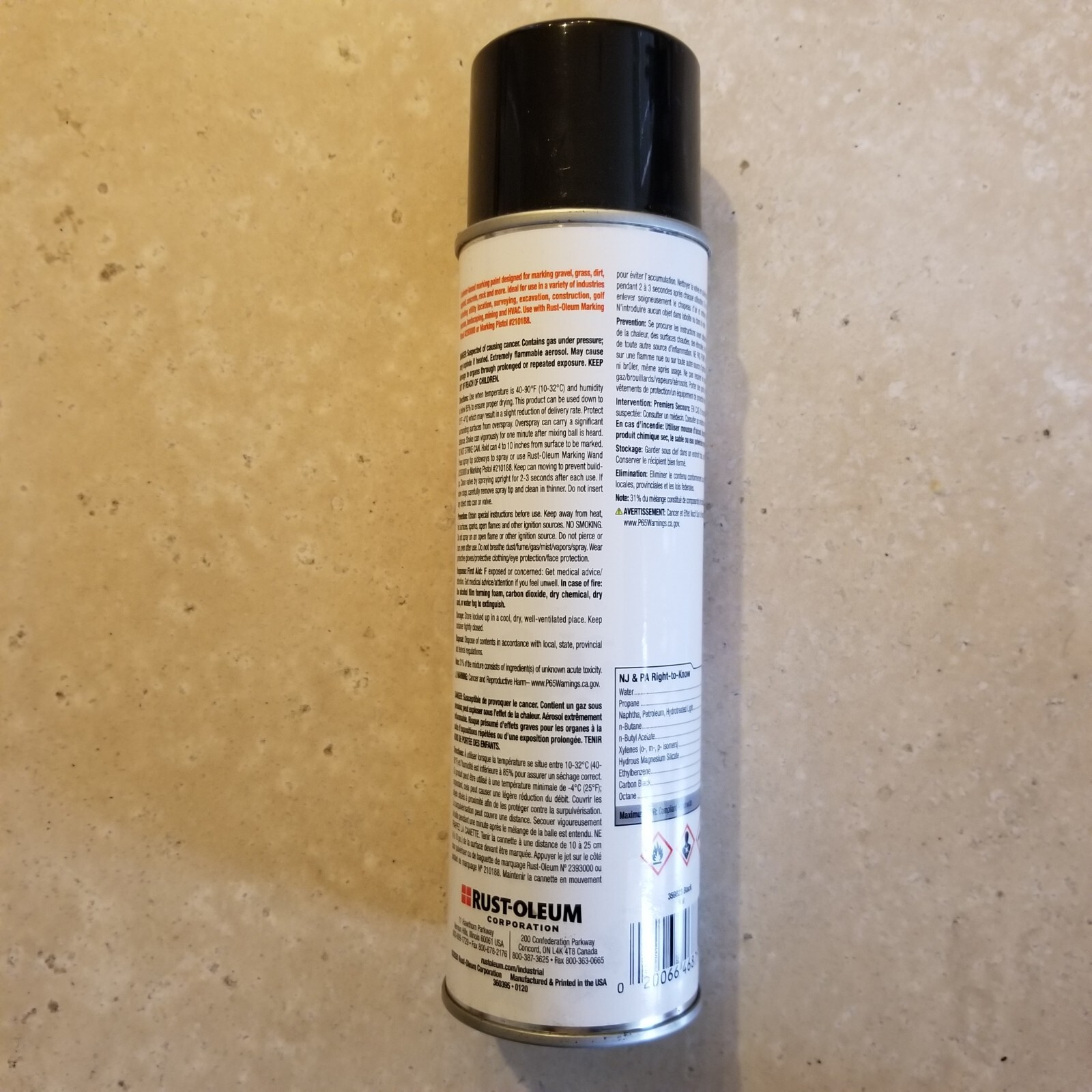 RUST-OLEUM Industrial Choice Construction Marking Paint, 17 oz., Black, 359823
