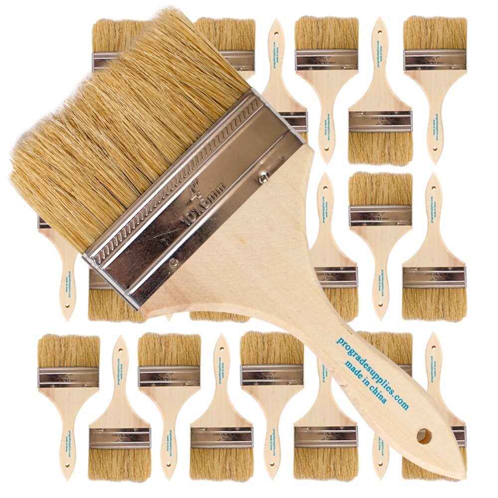 24Pk – 4″ Chip Brushes for Paints, Stains, Varnishes, Glues & Gesso