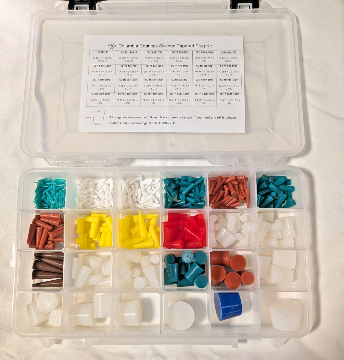 Columbia Coatings Large Silicone Tapered Plug Kit MSK-LPKM Powder Coating