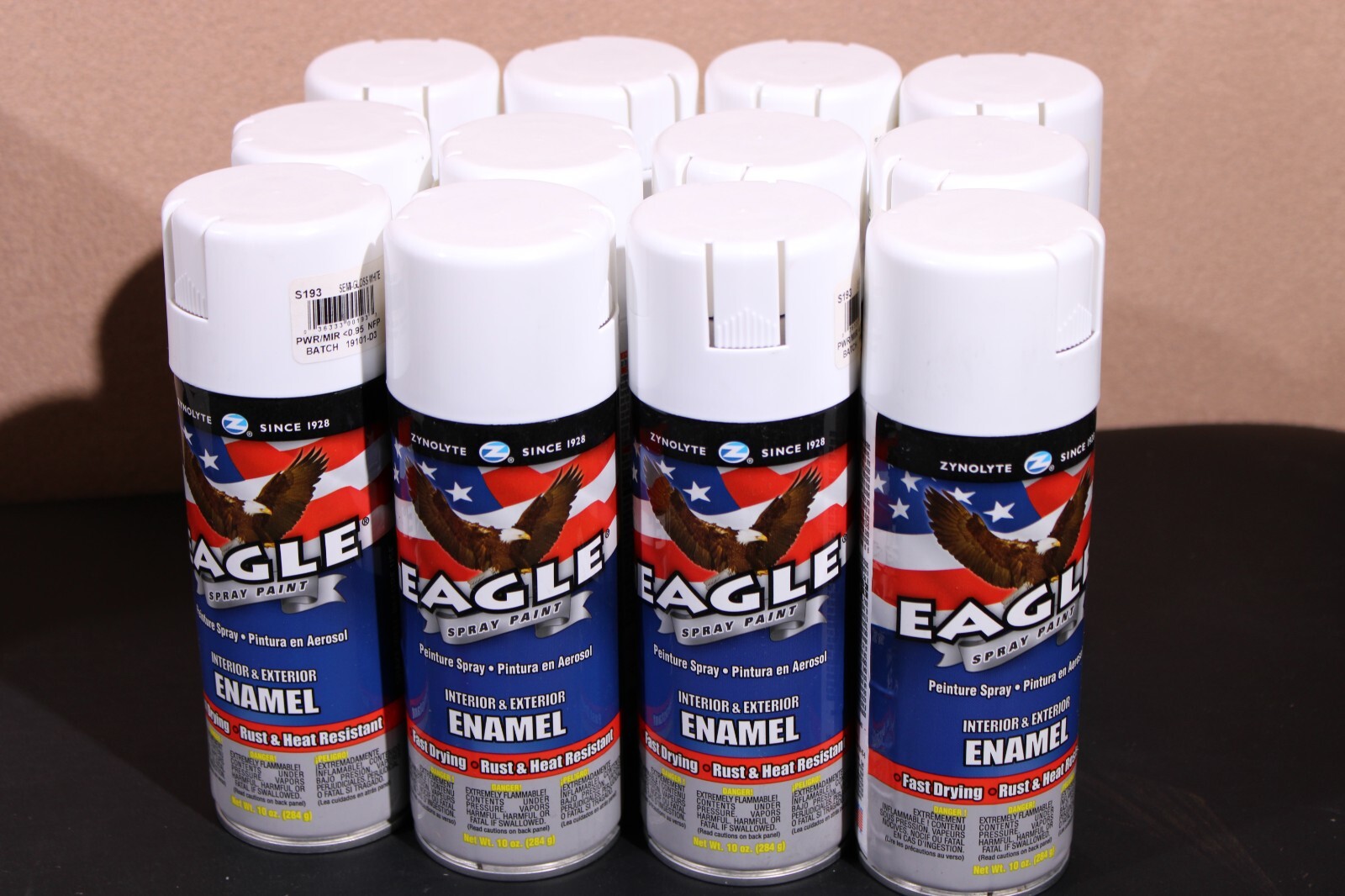 Aervoe S193 Semi-Gloss White Zynolyte Enamel Spray Paint 16 oz. Cans – 12-Pack