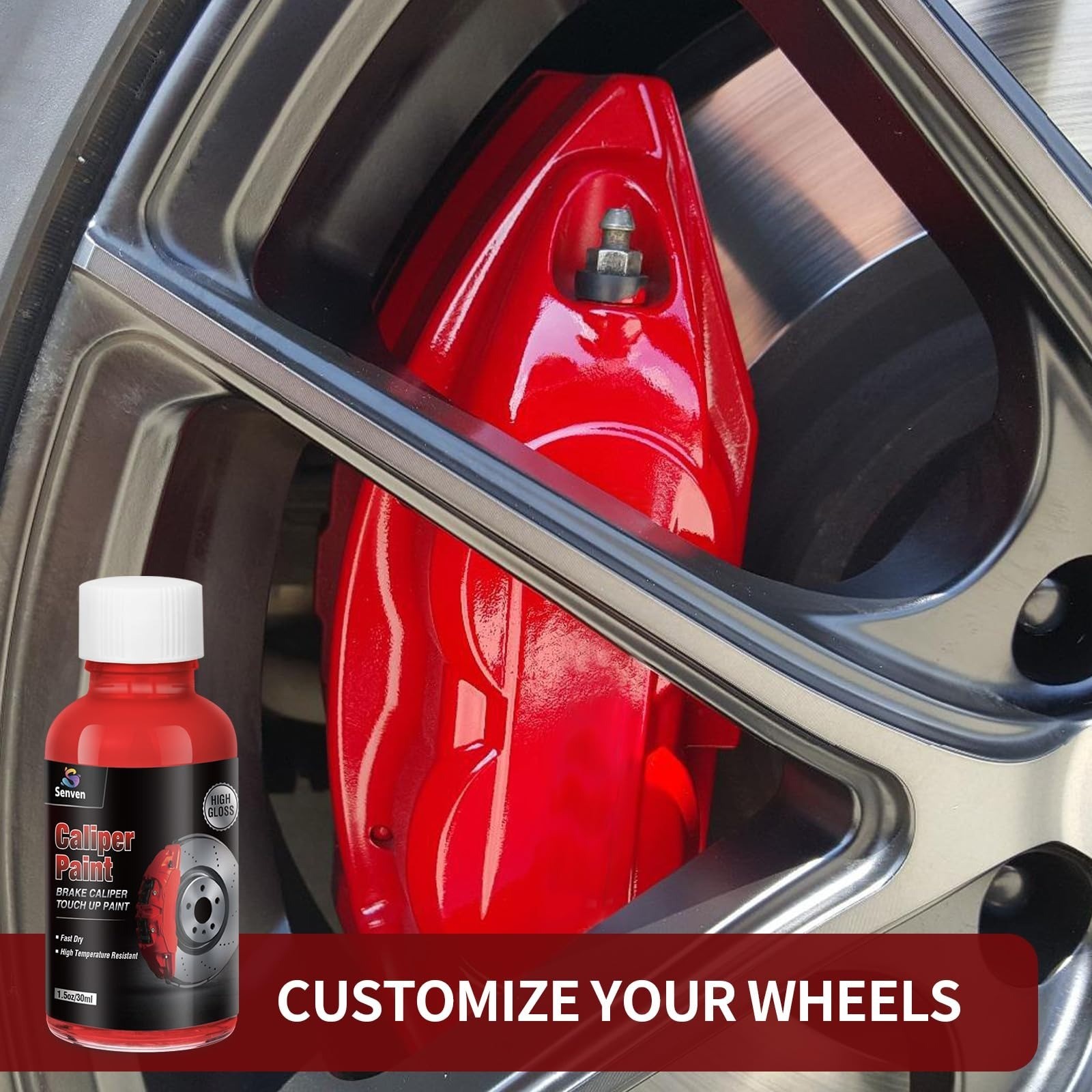 SENVEN Red Caliper Paint High Temperature Heat Resistant 1.5 oz