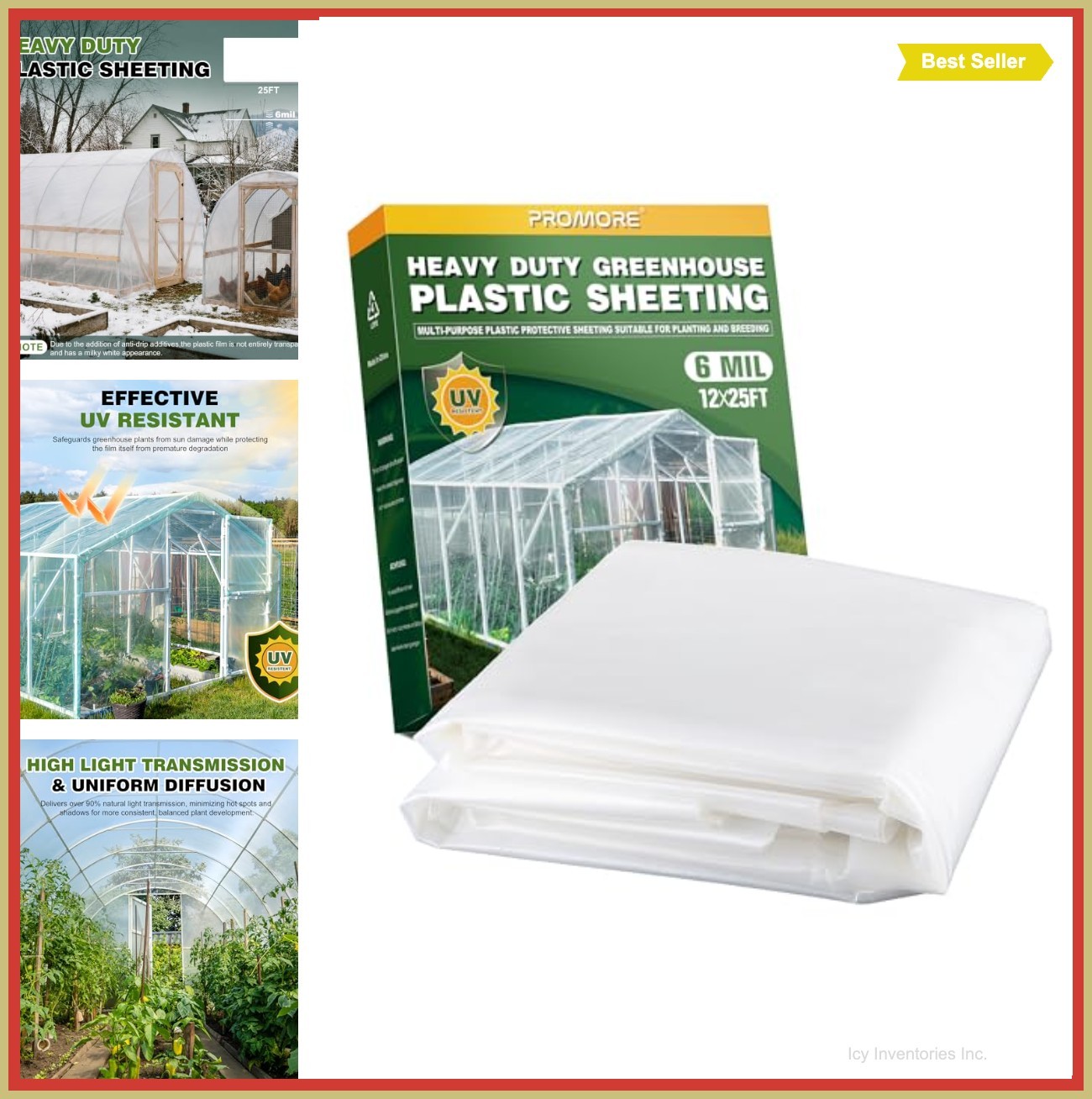 Plastic Sheeting 6 Mil 12×25 Ft Clear Heavy Duty UV Resistant Greenhouse Garden