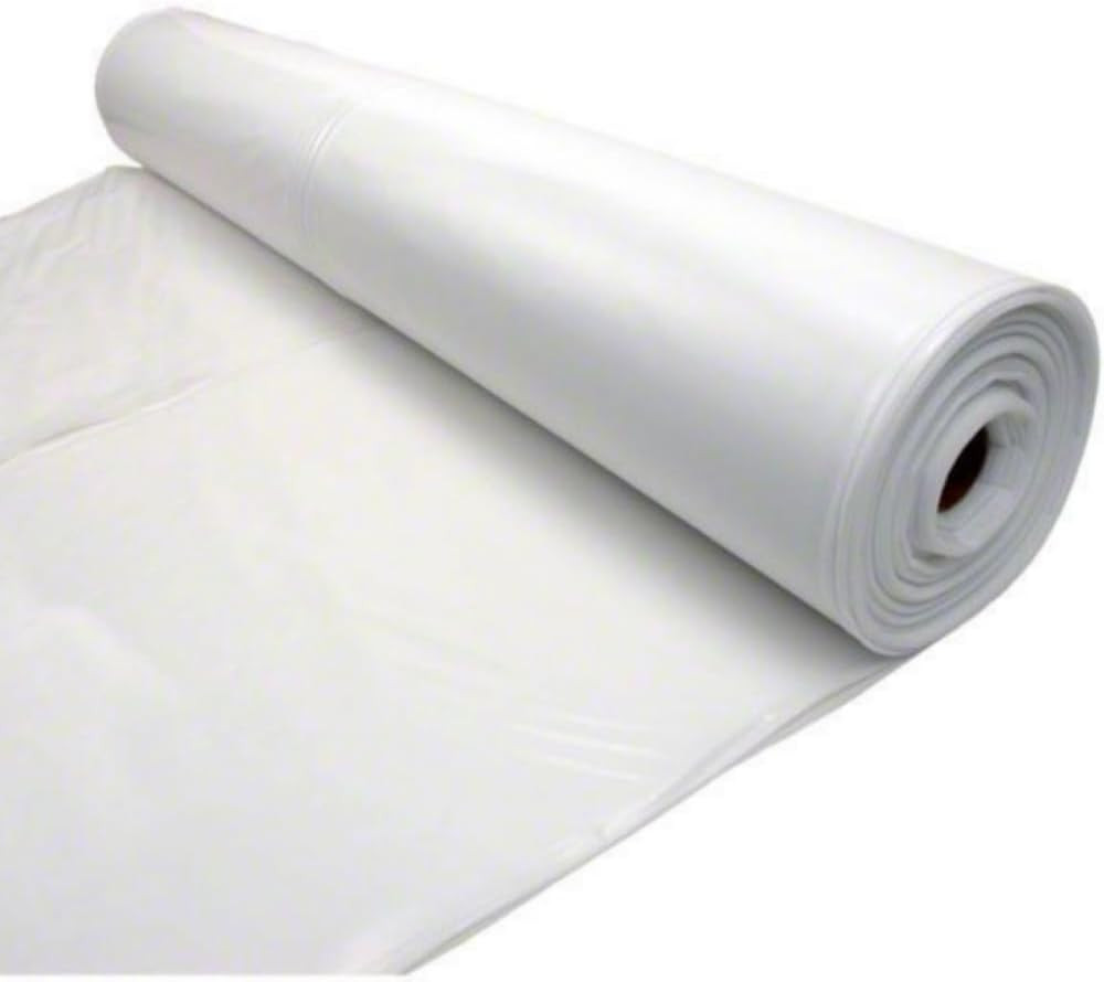 10 Mil Heavy-Duty White Plastic Sheeting – 10′ x 100′ Vapor Barrier Tarp