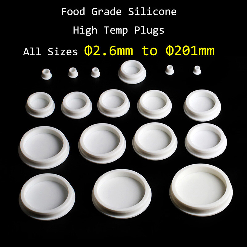 White Food Grade Silicone Plugs Blanking End Cap High Temp Bung Seals All Sizes