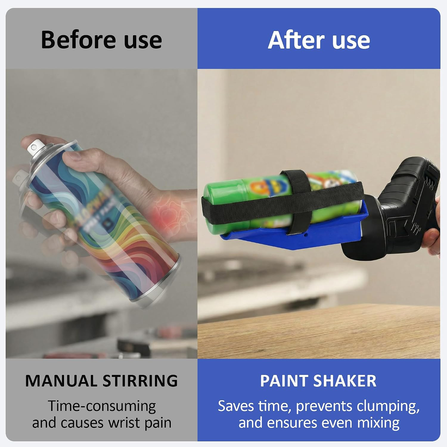 Spray Paint Shaker for Reciprocating Saw, Spray Can Shaker with One-Click Adjust