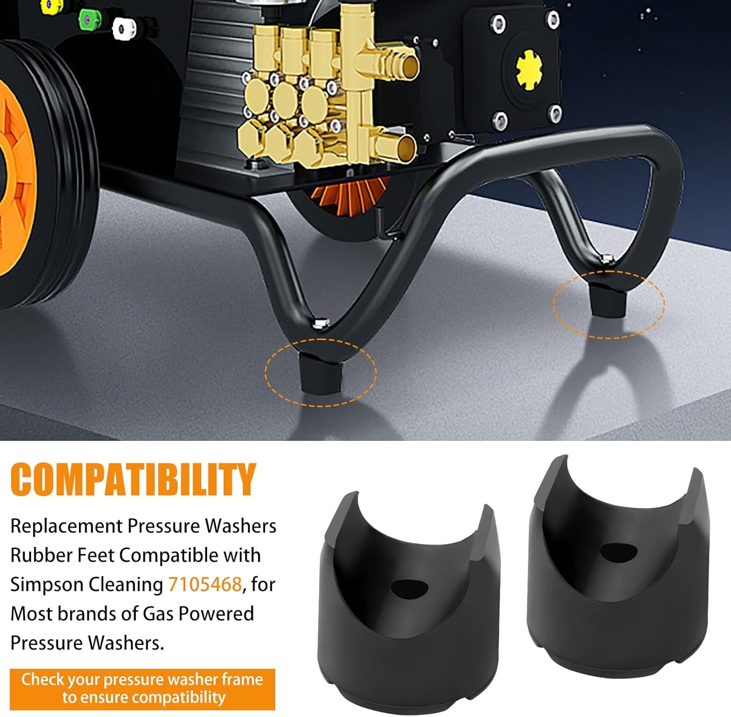 Pressure Washers Rubber Feet – for Most Brands of Gas Powered black