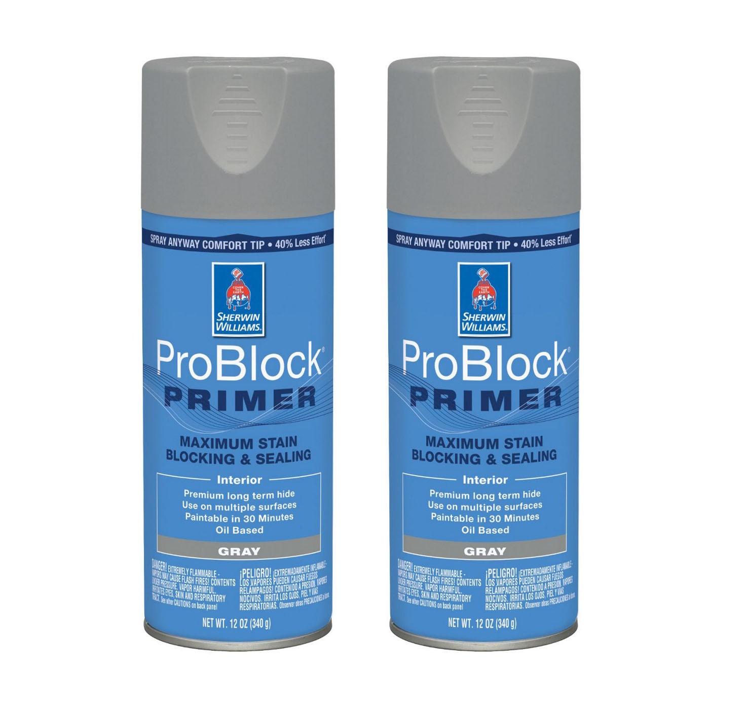 Sherwin Williams ProBlock Interior Oil-Based Primer Gray 12oz (2 pack)