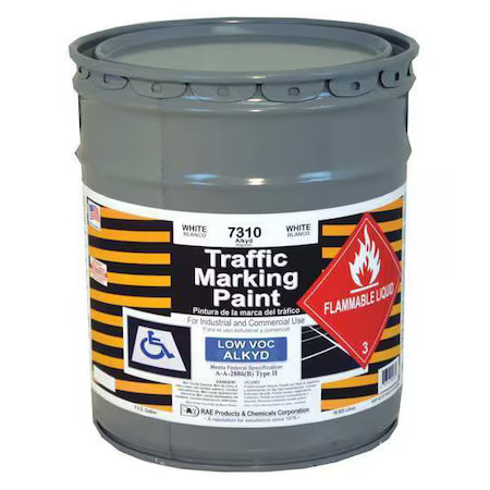 Rae 7310-05 Traffic Zone Marking Paint, 5 Gal., White, Alkyd Solvent -Based