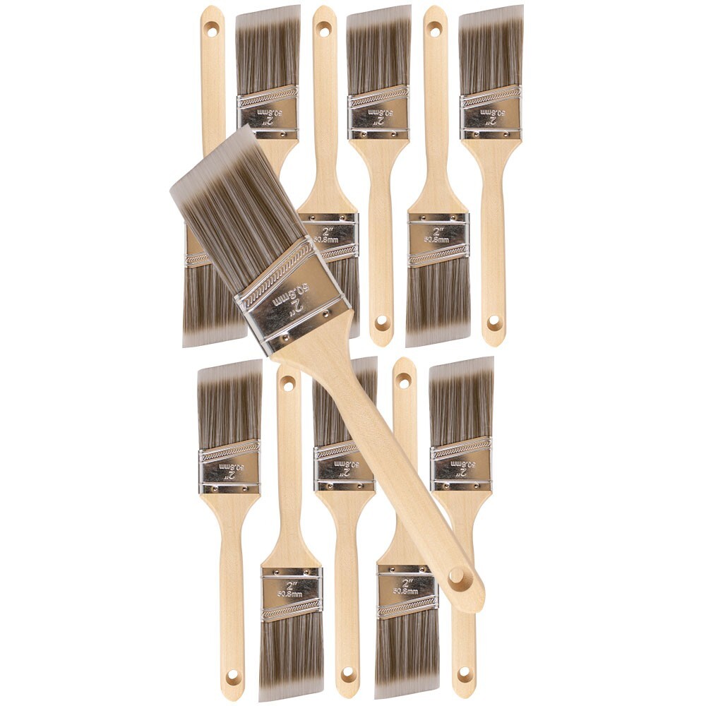 12 Pack – 2″ Angle Brushes for All Latex and Oil Paints & Stains