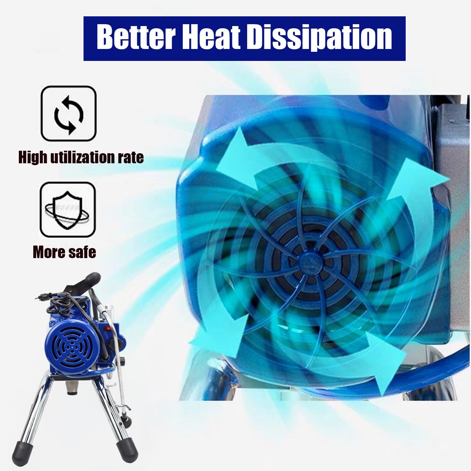 5HP Electric Airless Paint Sprayer High Efficient 3300PSI W/Extension Rod 110V