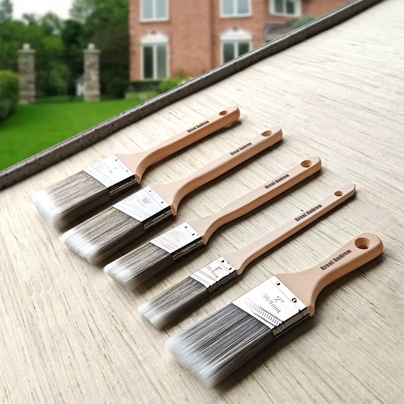 Great Andrew 10 Pack Paint Brushes Bulk (1″ 10 pcs-1″1.5″2″2.5″3″, Grey White